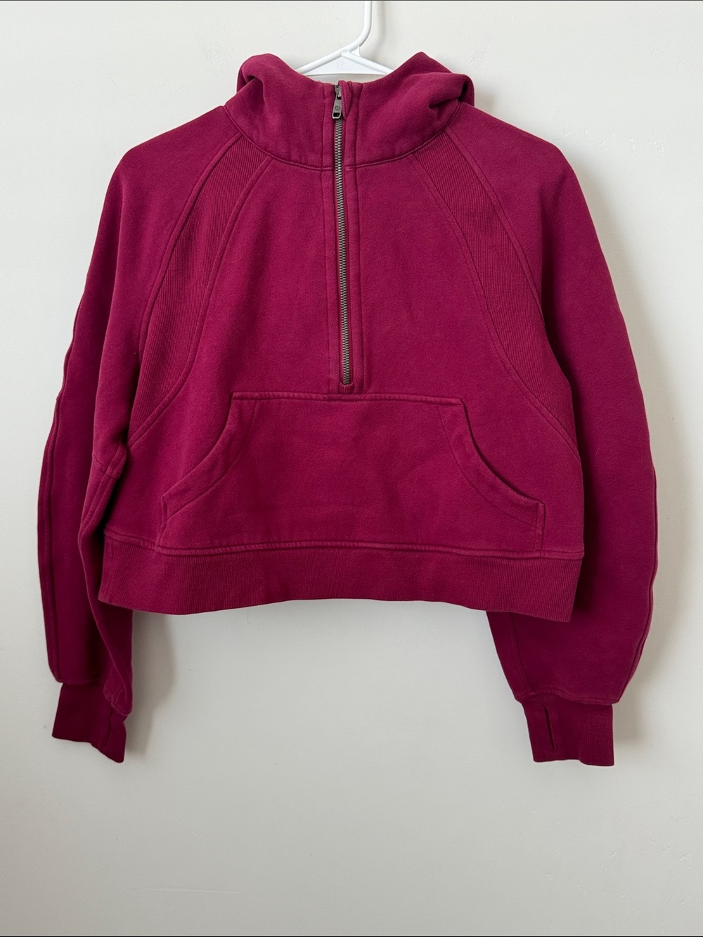 Lululemon Scuba Cropped Half-Zip Pullover Hoodie in Berry/Magenta Size: XS/S